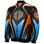 customized new york knicks mesh chest black bomber jacket best selling