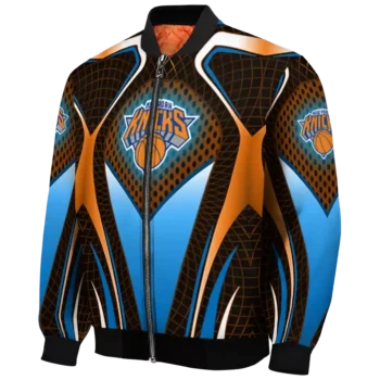 customized new york knicks mesh chest black bomber jacket best selling