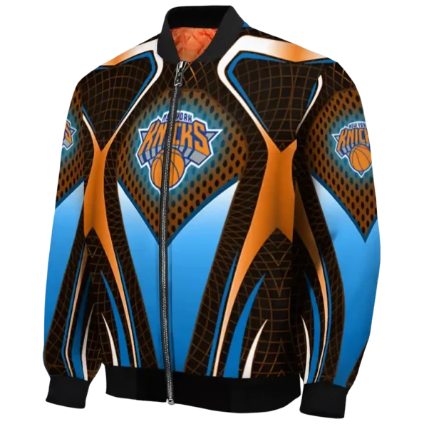 customized new york knicks mesh chest black bomber jacket best selling