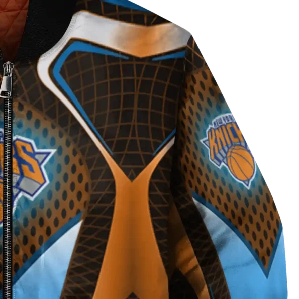 customized new york knicks mesh chest black bomber jacket premium grade