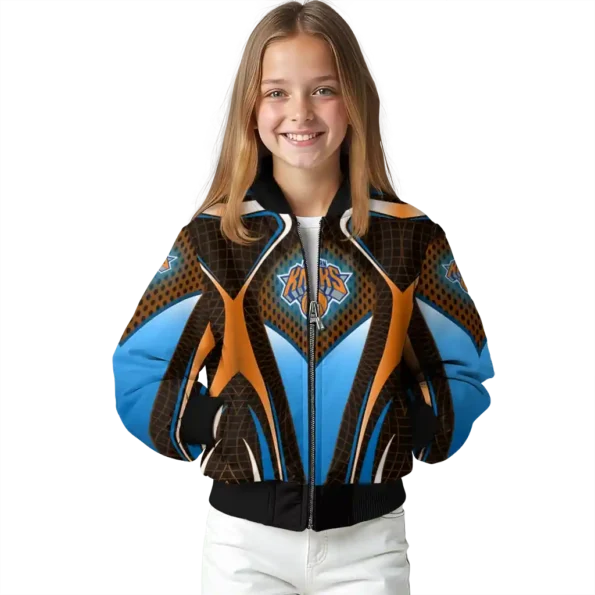 customized new york knicks mesh chest black bomber jacket top rated