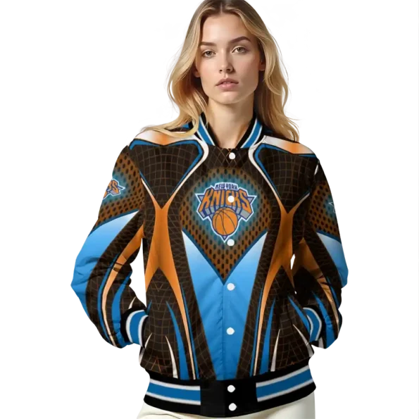 customized new york knicks mesh chest black varsity jacket latest model.webp