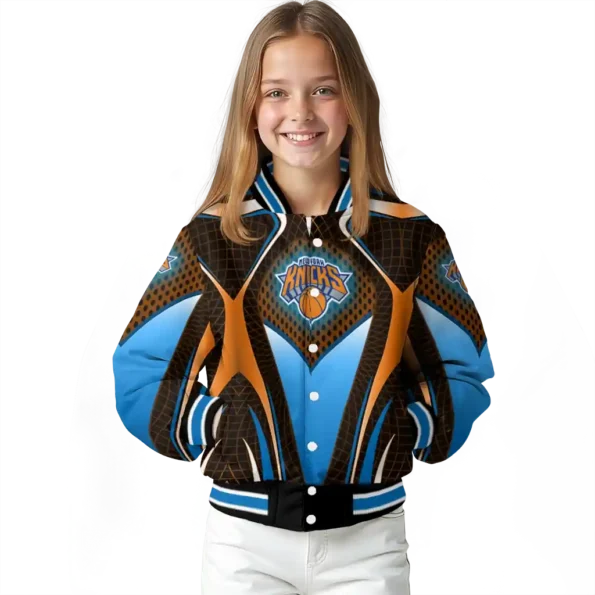 customized new york knicks mesh chest black varsity jacket top rated.webp