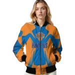 customized new york knicks spider mark blue bomber jacket best selling
