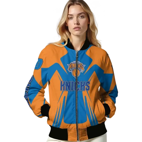 customized new york knicks spider mark blue bomber jacket latest model