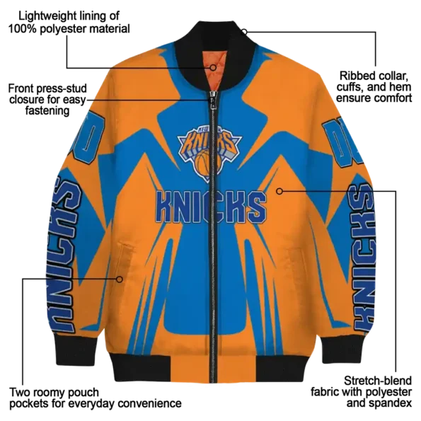 customized new york knicks spider mark blue bomber jacket new arrival