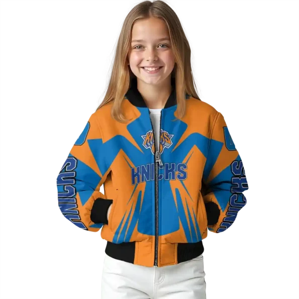 customized new york knicks spider mark blue bomber jacket top rated