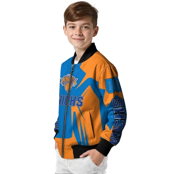 customized new york knicks spider mark blue bomber jacket trendy