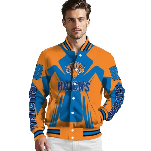 customized new york knicks spider mark blue varsity jacket high quality.webp