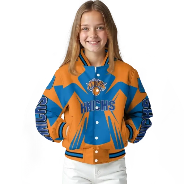customized new york knicks spider mark blue varsity jacket top rated.webp