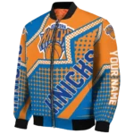 customized new york knicks star burst blue bomber jacket best selling