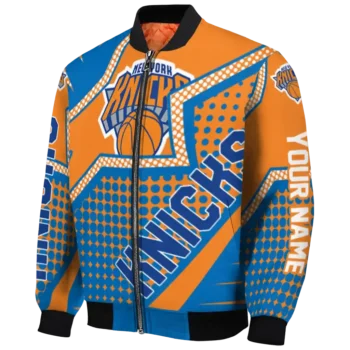 customized new york knicks star burst blue bomber jacket best selling