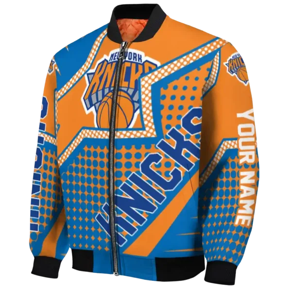 customized new york knicks star burst blue bomber jacket best selling