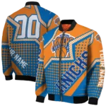 customized new york knicks star burst blue bomber jacket best selling