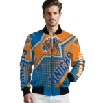 customized new york knicks star burst blue bomber jacket best selling