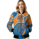 customized new york knicks star burst blue bomber jacket best selling