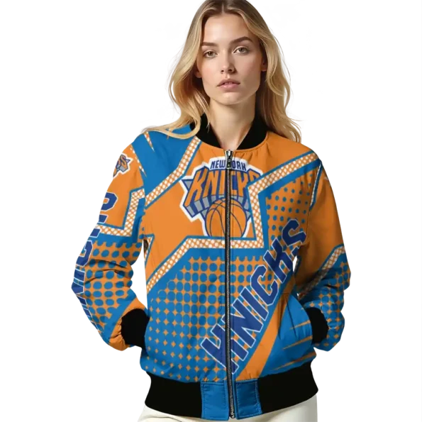 customized new york knicks star burst blue bomber jacket latest model
