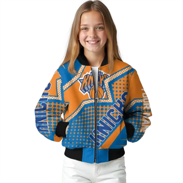 customized new york knicks star burst blue bomber jacket top rated
