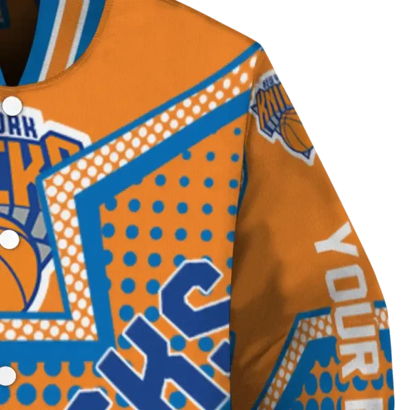 customized new york knicks star burst blue varsity jacket premium grade.webp