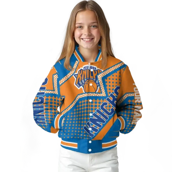 customized new york knicks star burst blue varsity jacket top rated.webp