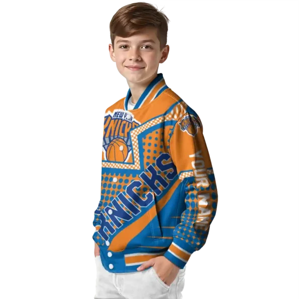 customized new york knicks star burst blue varsity jacket trendy.webp