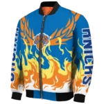customized new york knicks winged blaze blue white bomber jacket best selling