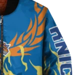 customized new york knicks winged blaze blue white bomber jacket best selling