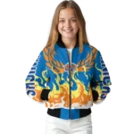 customized new york knicks winged blaze blue white bomber jacket best selling