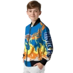 customized new york knicks winged blaze blue white bomber jacket best selling