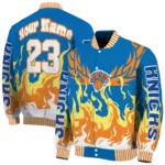 customized new york knicks winged blaze blue white varsity jacket best selling.webp