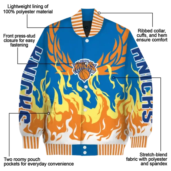 customized new york knicks winged blaze blue white varsity jacket new arrival.webp