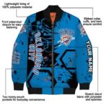 customized oklahoma city thunder hexagon cluster blue black bomber jacket best selling