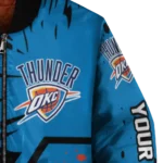 customized oklahoma city thunder hexagon cluster blue black bomber jacket best selling