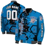 customized oklahoma city thunder hexagon cluster blue black varsity jacket best selling.webp