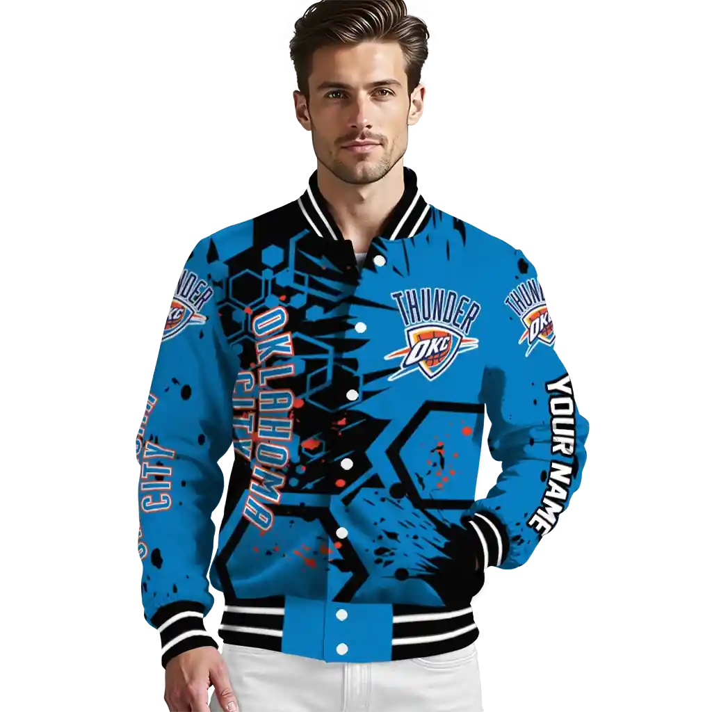 customized oklahoma city thunder hexagon cluster blue black varsity jacket high quality.webp customized oklahoma city thunder hexagon cluster blue black varsity jacket high quality.webp