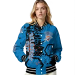 customized oklahoma city thunder hexagon cluster blue black varsity jacket best selling.webp