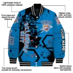 customized oklahoma city thunder hexagon cluster blue black varsity jacket best selling.webp