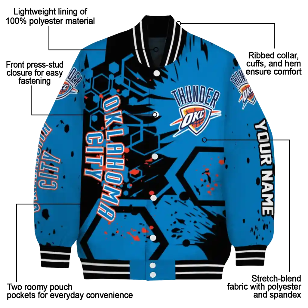 customized oklahoma city thunder hexagon cluster blue black varsity jacket new arrival.webp customized oklahoma city thunder hexagon cluster blue black varsity jacket new arrival.webp