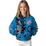 customized oklahoma city thunder hexagon cluster blue black varsity jacket best selling.webp