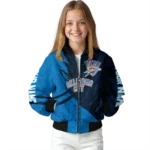 customized oklahoma city thunder hexagon mesh blue black bomber jacket best selling