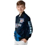 customized oklahoma city thunder hexagon mesh blue black bomber jacket best selling