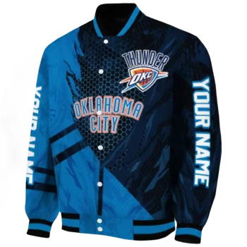 customized oklahoma city thunder hexagon mesh blue black varsity jacket best selling.webp