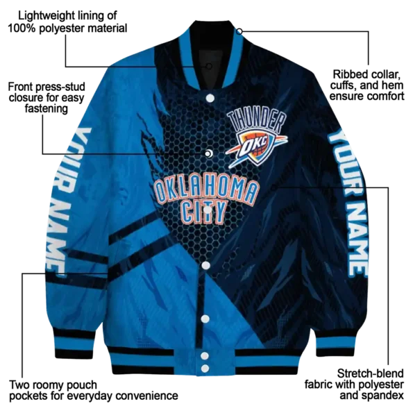 customized oklahoma city thunder hexagon mesh blue black varsity jacket new arrival.webp