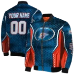 customized oklahoma city thunder power plate blue bomber jacket best selling