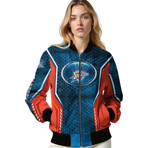 customized oklahoma city thunder power plate blue bomber jacket latest model