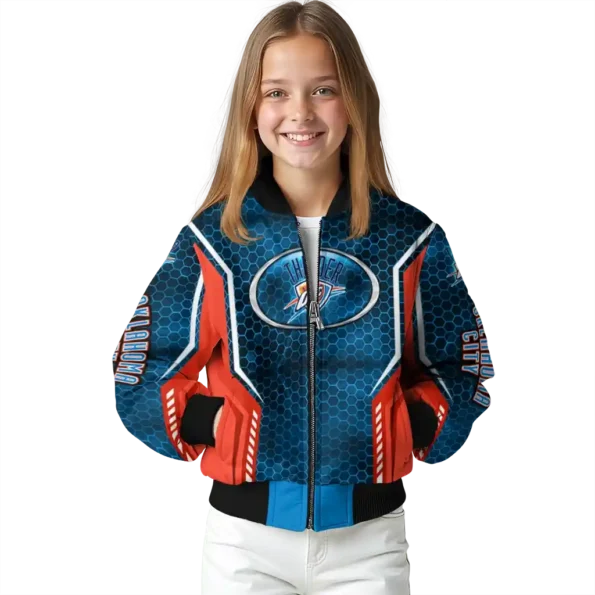 customized oklahoma city thunder power plate blue bomber jacket top rated