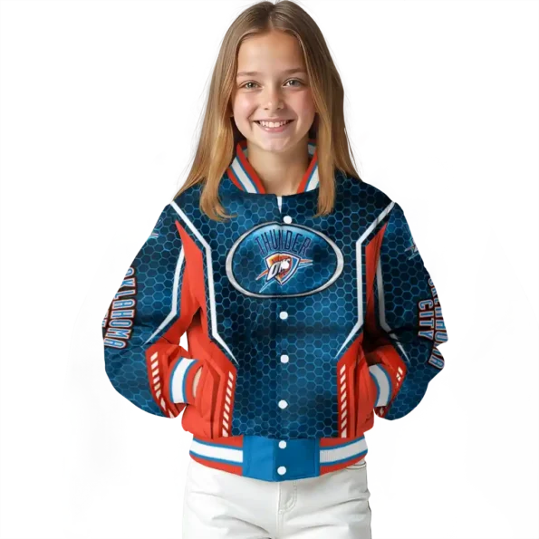 customized oklahoma city thunder power plate blue varsity jacket top rated.webp