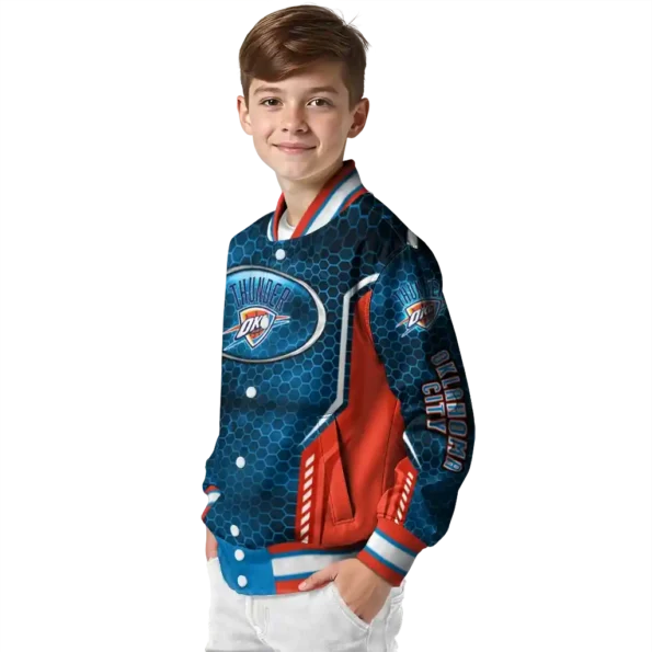 customized oklahoma city thunder power plate blue varsity jacket trendy.webp