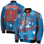 customized oklahoma city thunder pyramid shapes blue bomber jacket best selling