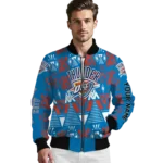 customized oklahoma city thunder pyramid shapes blue bomber jacket best selling